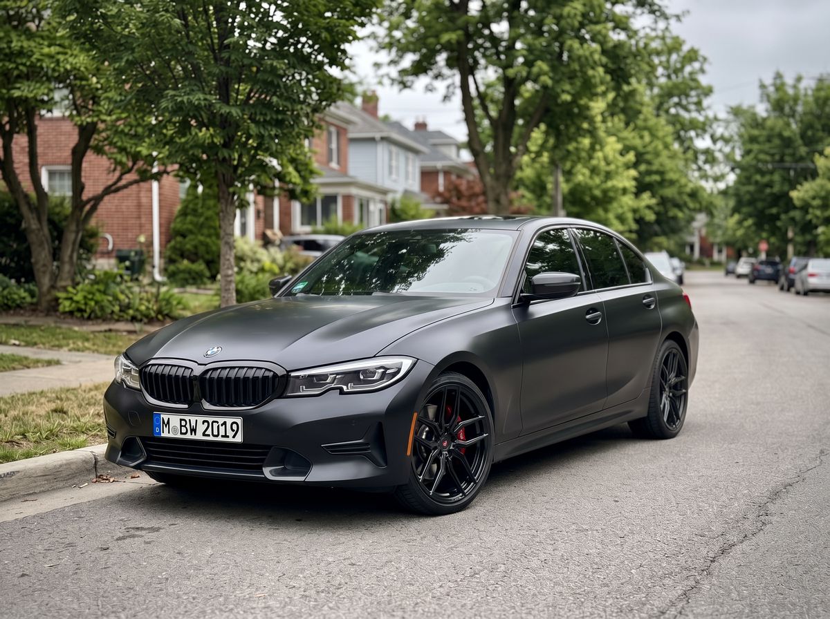 The same BMW in satin black